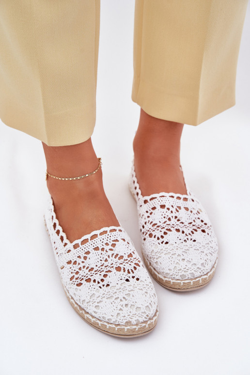 Espadrilles brancas femininas de renda Adelira