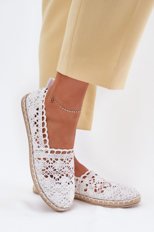 Espadrilles brancas femininas de renda Adelira
