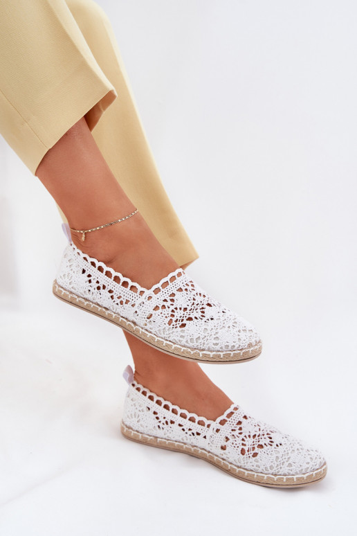 Espadrilles brancas femininas de renda Adelira