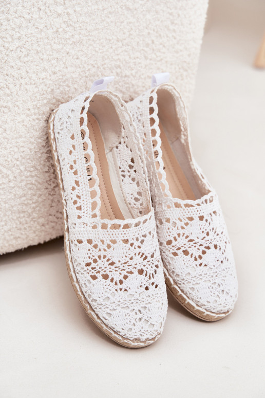 Espadrilles brancas femininas de renda Adelira