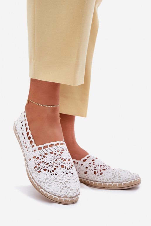 Espadrilles brancas femininas de renda Adelira