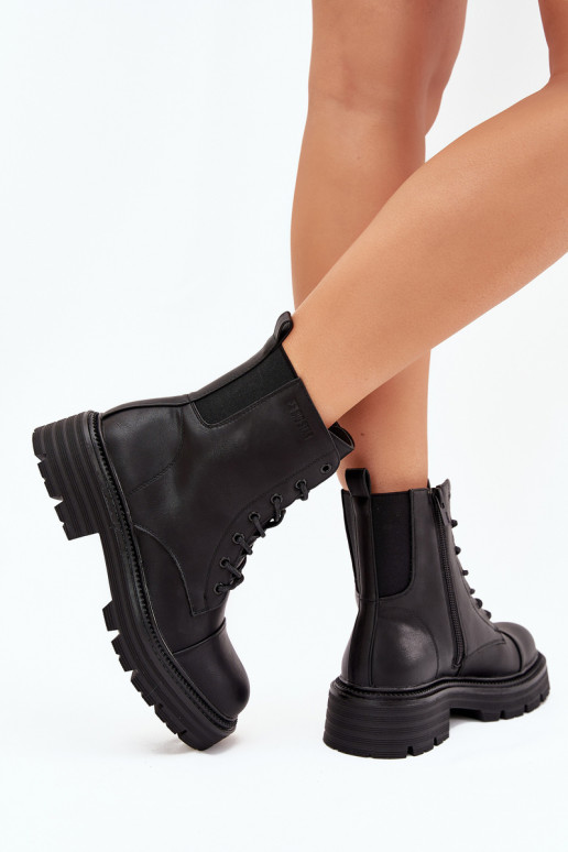 Botins de trabalho femininos isolados Big Star OO274140 na cor preta