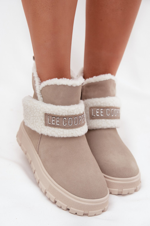Botas de neve femininas em camurça natural com isolamento Lee Cooper LCJ-25-01-3739 na cor cinza