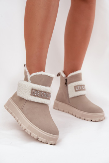 Botas de neve femininas em camurça natural com isolamento Lee Cooper LCJ-25-01-3739 na cor cinza 2