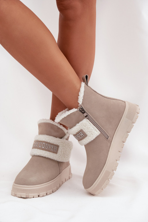Botas de neve femininas em camurça natural com isolamento Lee Cooper LCJ-25-01-3739 na cor cinza