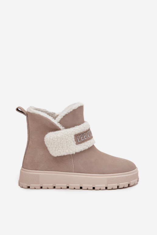 Botas de neve femininas em camurça natural com isolamento Lee Cooper LCJ-25-01-3739 na cor cinza