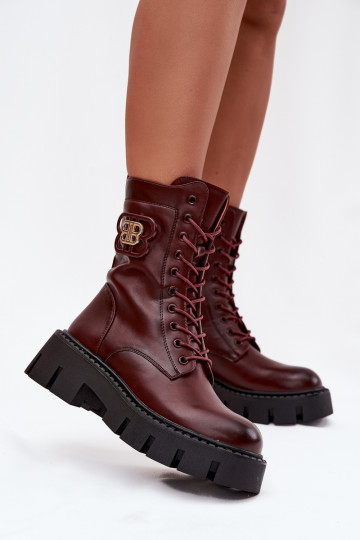 Botins quentes com ornamentos em bordô Melisse 2