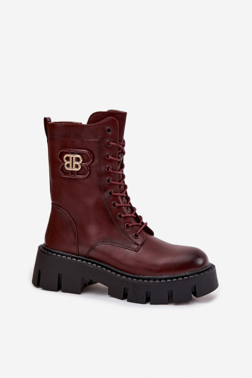 Botins quentes com ornamentos em bordô Melisse