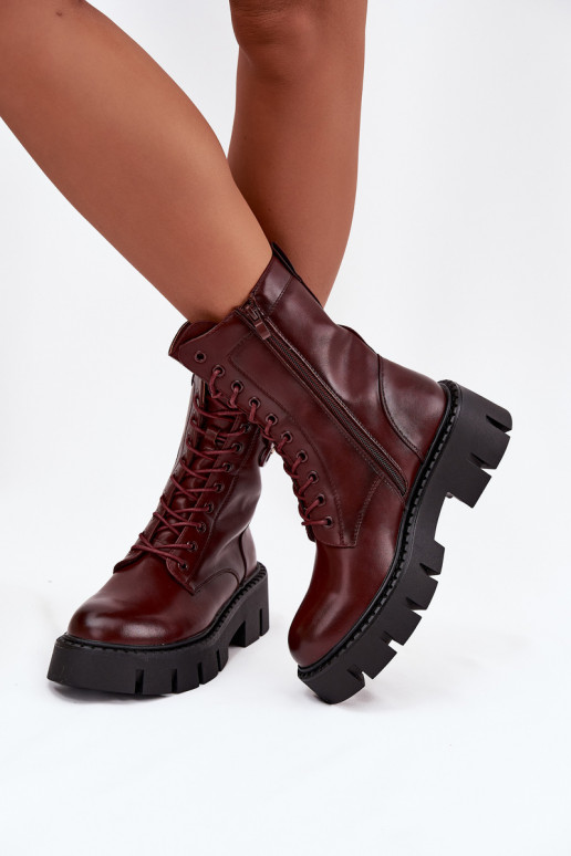 Botins quentes com ornamentos em bordô Melisse