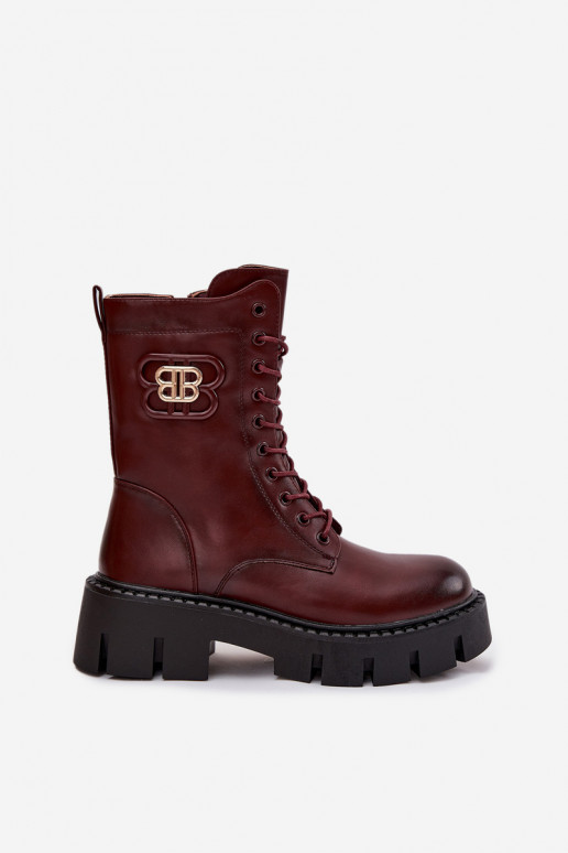 Botins quentes com ornamentos em bordô Melisse