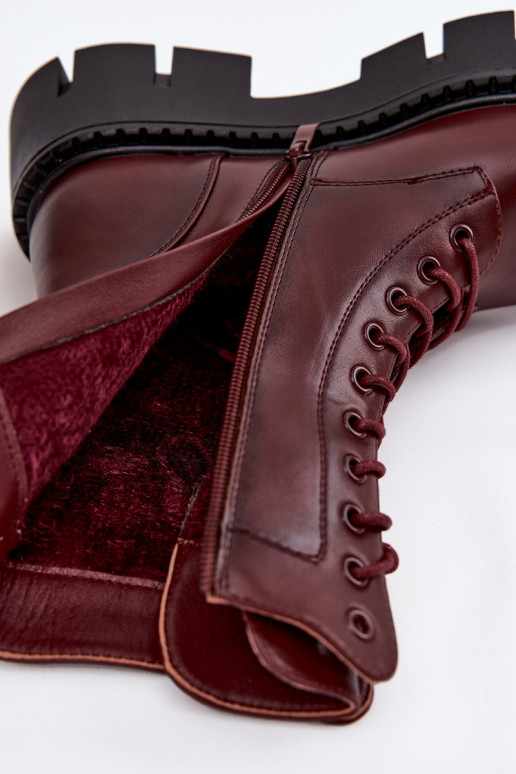 Botins quentes com ornamentos em bordô Melisse