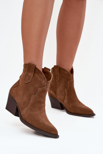 Botins femininos estilo cowboy em camurça sintética marrom Beretta 2