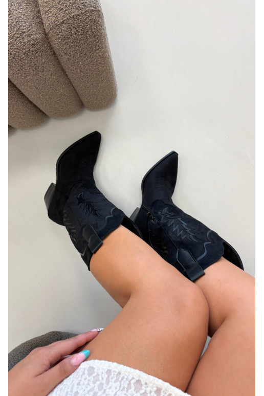 Botas altas de estilo cowboy em preto Betina