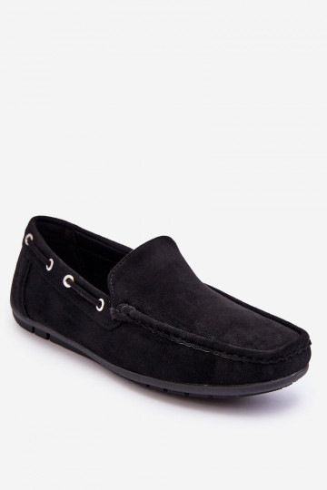 Mocassins masculinos em camurça preta Rayan