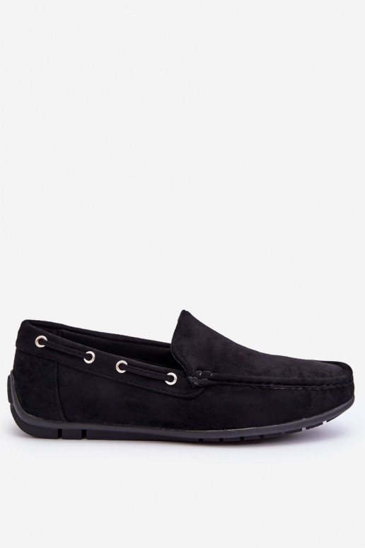 Mocassins masculinos em camurça preta Rayan