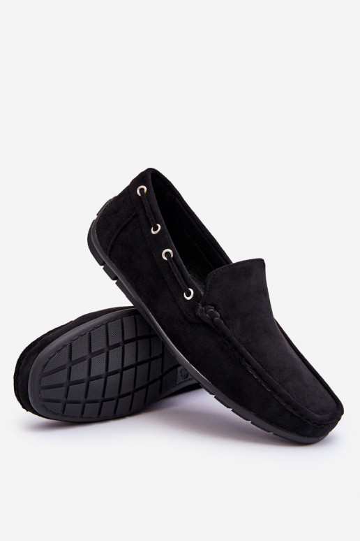 Mocassins masculinos em camurça preta Rayan