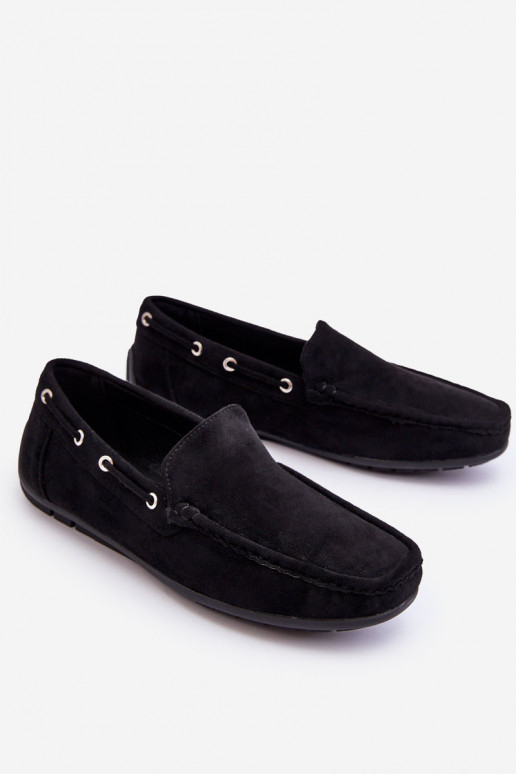 Mocassins masculinos em camurça preta Rayan