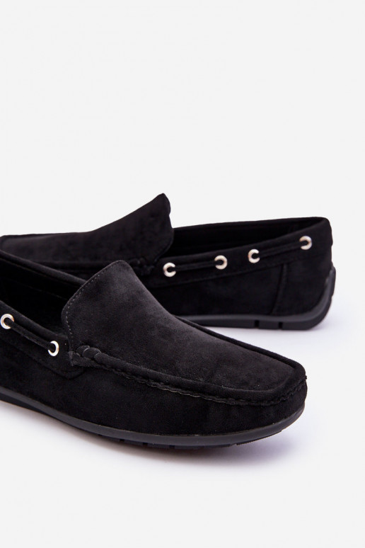 Mocassins masculinos em camurça preta Rayan