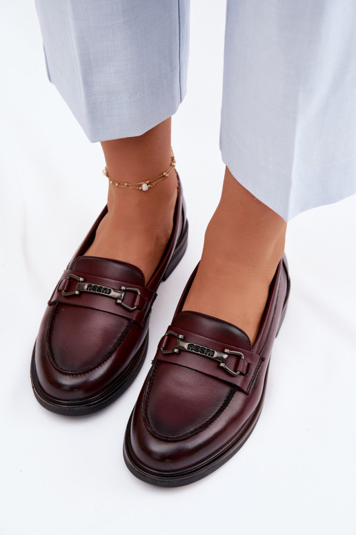 Mocassins femininos em couro bordô Vinceza 39983