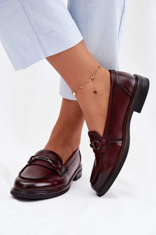 Mocassins femininos em couro bordô Vinceza 39983