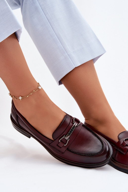 Mocassins femininos em couro bordô Vinceza 39983