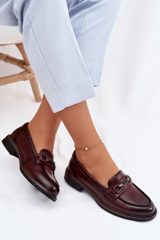 Mocassins femininos em couro bordô Vinceza 39983