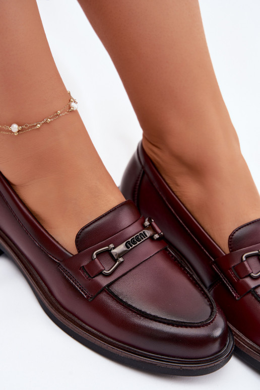 Mocassins femininos em couro bordô Vinceza 39983
