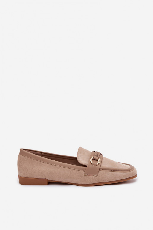 Mocassins de cor areia com elementos decorativos Evelora