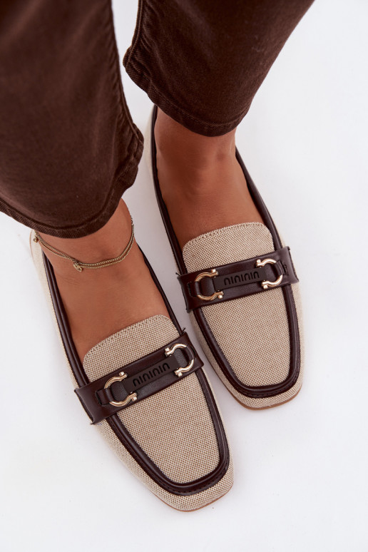 Mocassins castanhos e de cor areia com elementos decorativos Evelora