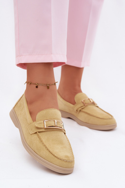 Mocassins amarelos femininos com fivelas Belinae