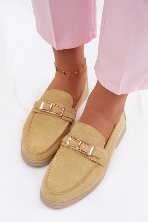 Mocassins amarelos femininos com fivelas Belinae