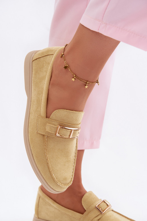 Mocassins amarelos femininos com fivelas Belinae