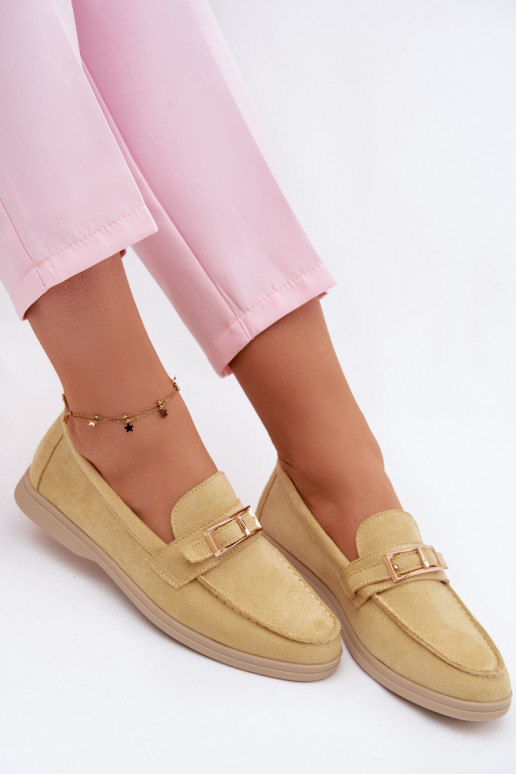 Mocassins amarelos femininos com fivelas Belinae