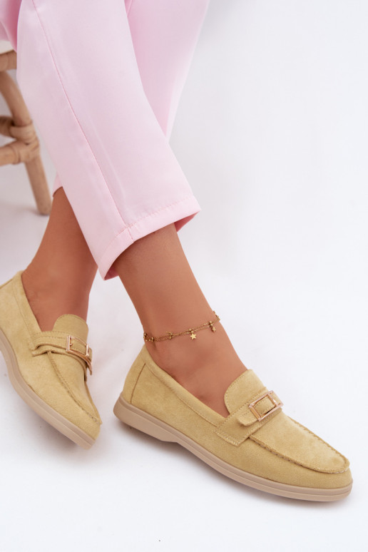 Mocassins amarelos femininos com fivelas Belinae