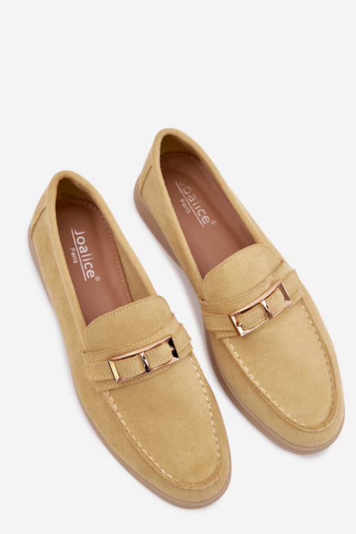 Mocassins amarelos femininos com fivelas Belinae