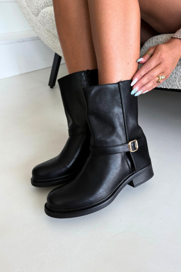 Botins isolados femininos com fivelas na cor preta Corley 2