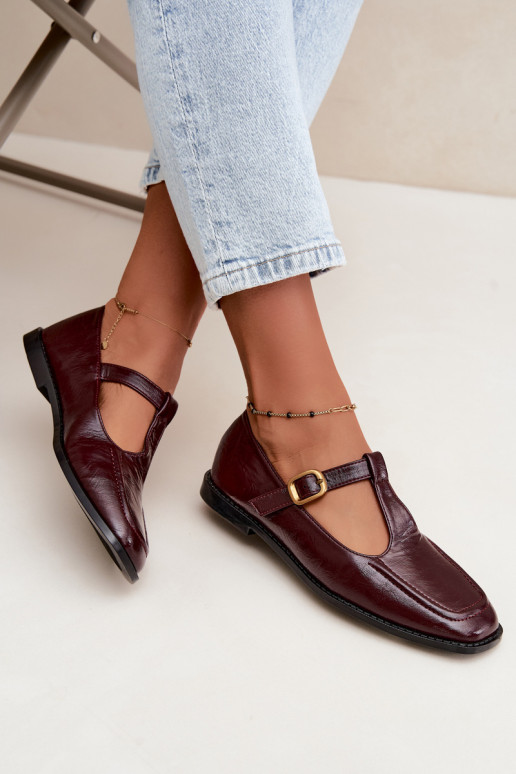 Sapatos bordeaux de couro sintético com tiras Bonnia