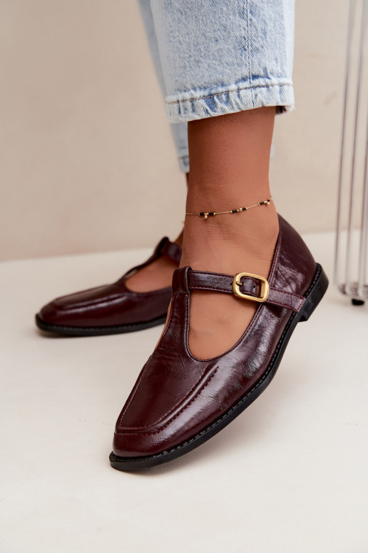 Sapatos bordeaux de couro sintético com tiras Bonnia
