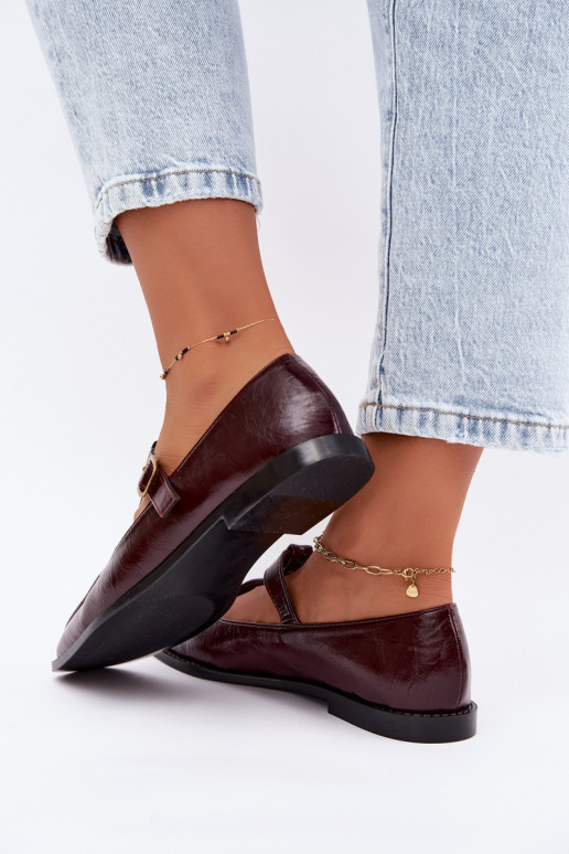 Sapatos bordeaux de couro sintético com tiras Bonnia