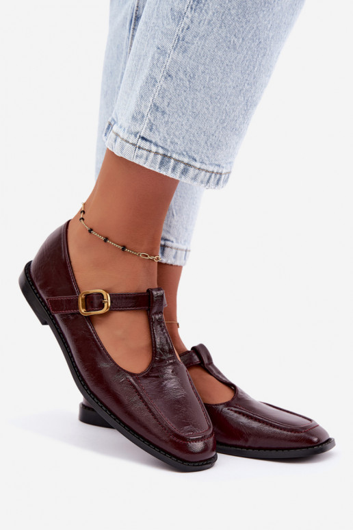 Sapatos bordeaux de couro sintético com tiras Bonnia