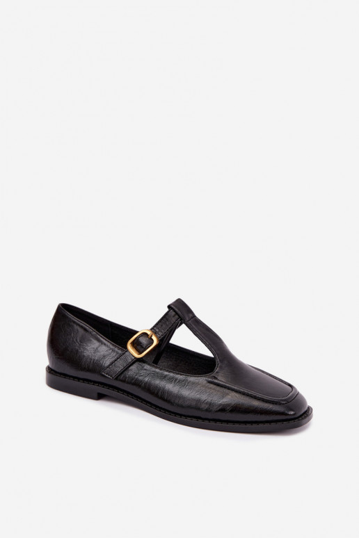 Sapatos pretos de couro sintético com tiras Bonnia
