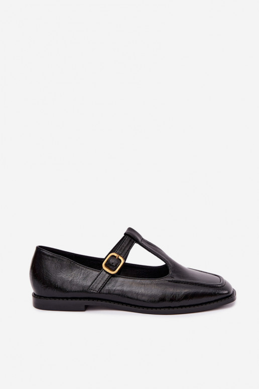 Sapatos pretos de couro sintético com tiras Bonnia