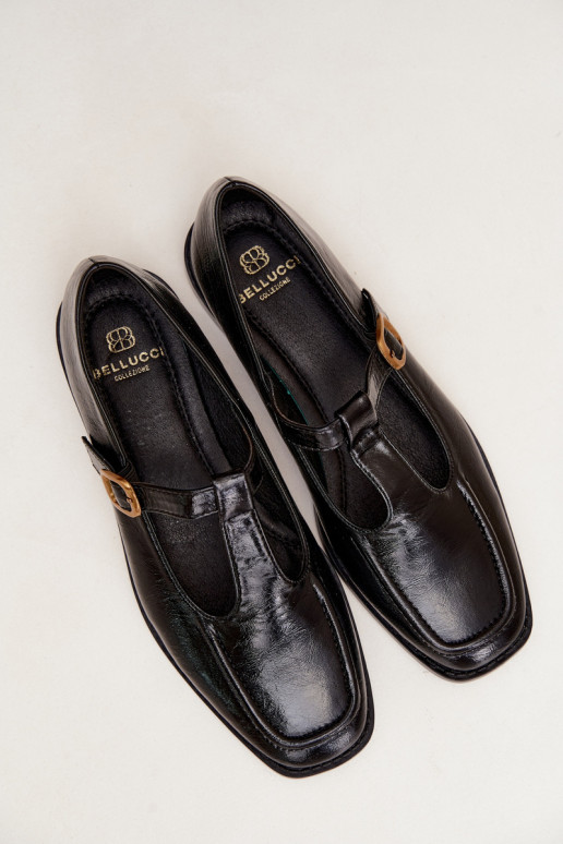 Sapatos pretos de couro sintético com tiras Bonnia