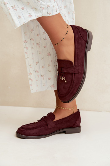 Mocassins bordeaux para mulheres em camurça sintética Raylie