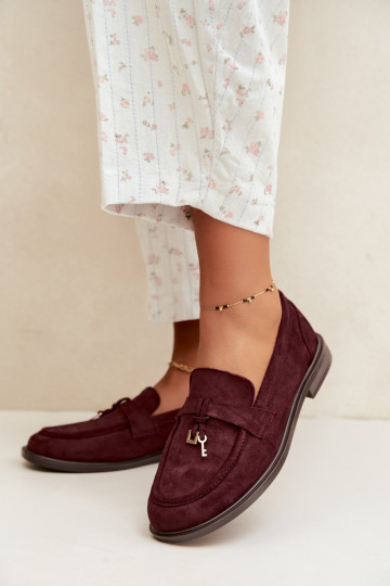 Mocassins bordeaux para mulheres em camurça sintética Raylie 2