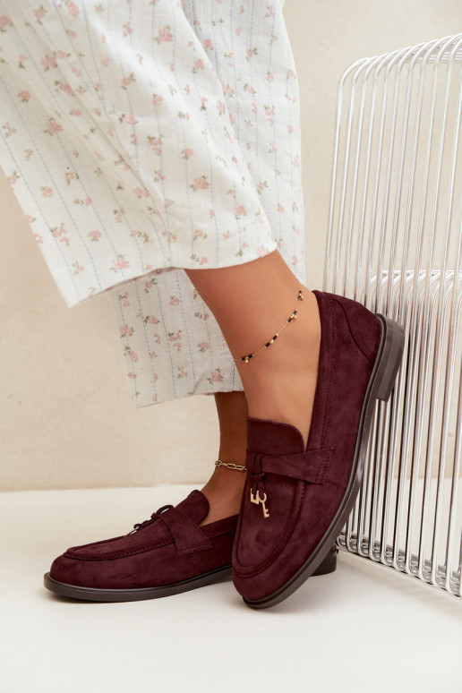 Mocassins bordeaux para mulheres em camurça sintética Raylie