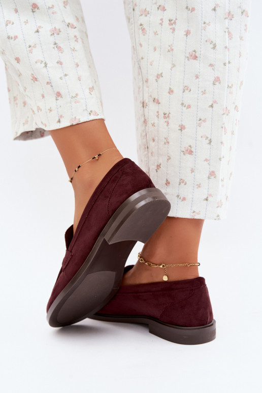Mocassins bordeaux para mulheres em camurça sintética Raylie