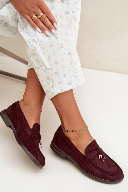 Mocassins bordeaux para mulheres em camurça sintética Raylie