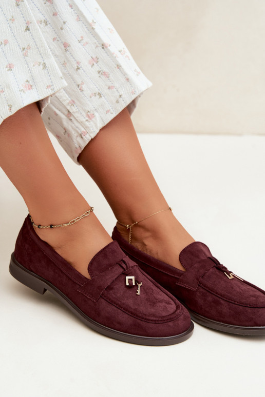 Mocassins bordeaux para mulheres em camurça sintética Raylie