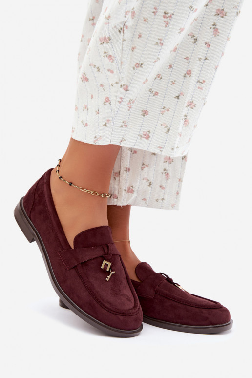 Mocassins bordeaux para mulheres em camurça sintética Raylie